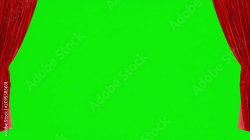 Dramatic Red Curtains Opening on Green Screen Background