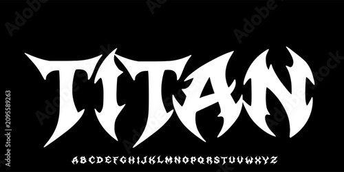Quadro su tela Titan dark alphabet vector set, letter typography print, bold vintage scary typeface