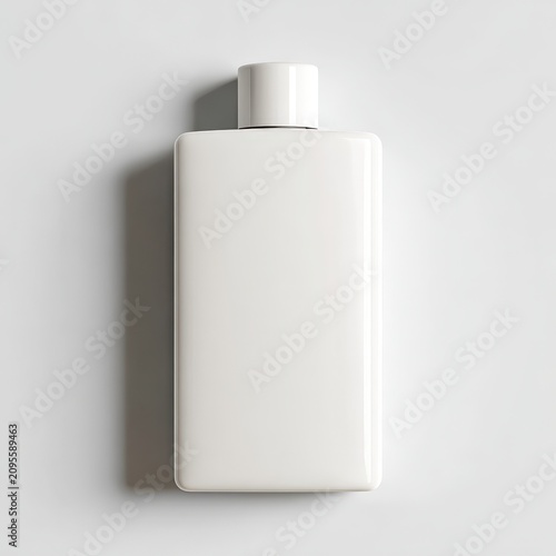 Minimalist white bottle on a plain background