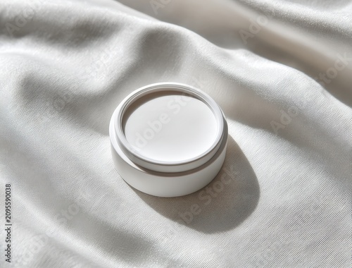 White Cosmetic Product on White Silk Fabric