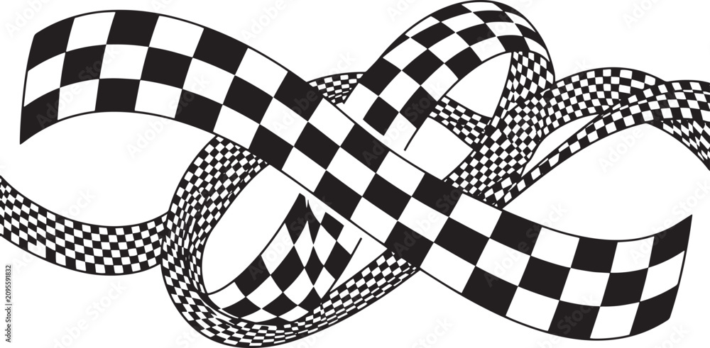 Fototapeta premium Abstract twisted racing checkered flag ribbon elements vector illustration