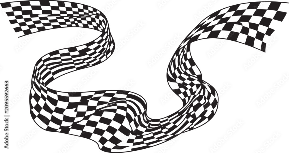 Fototapeta premium Dynamic racing checkered flag wave vector illustration on white background