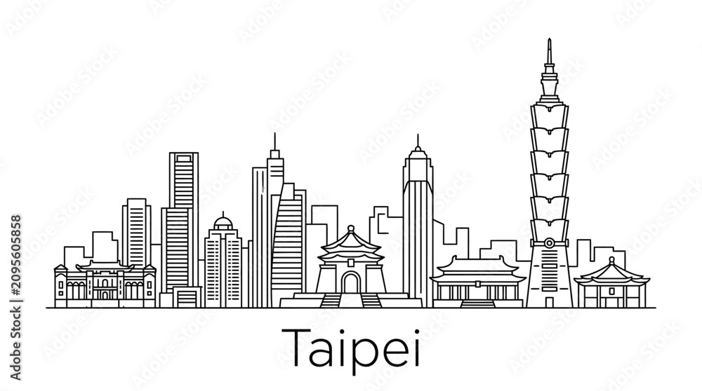 Obraz premium Taipei Skyline Silhouette - Iconic Landmarks & Modern Architecture