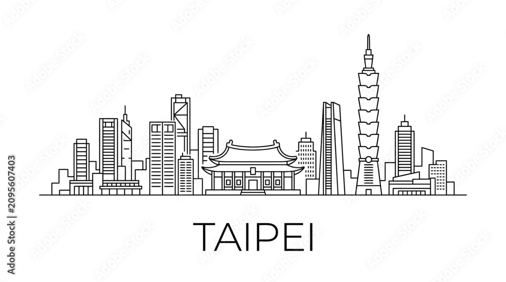 Obraz premium Taipei City Skyline, Landmark Buildings, Architectural Landscape, Modern City