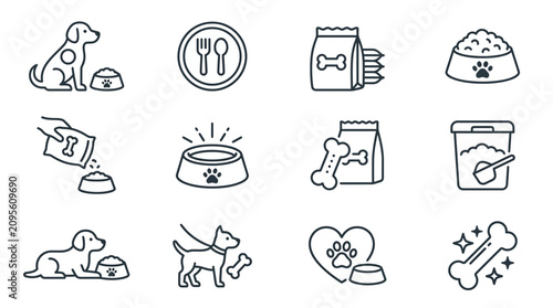 Fotografía Dog Food Icons: Feeding, Nutrition, and Care - Vector Set