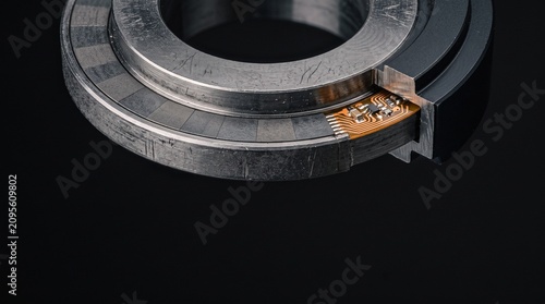 Creative Industrial bearing, metal machinery component, mechanical part, close-up 2k