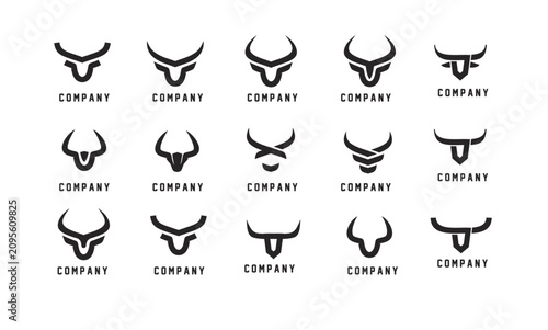 Bull Head Logo Collection: Strong Animal Horns Design for Company Branding