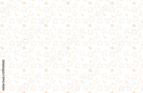 Autumn Japanese Fuki‑yose Pattern with Maple, Ginkgo, and Pine Leaves (Red / Dashed Line)