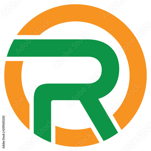Letter R inside the circle modern logo design