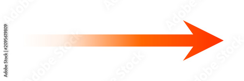 Cuadro en lienzo Minimal flat orange gradient motion arrow with fading speed trail