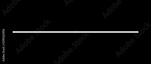 Glowing neon orange straight horizontal line hologram UI on transparent background