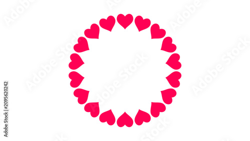 Tableau sur toile Pink heart circle frame romantic wedding chaplet valentine decoration vector