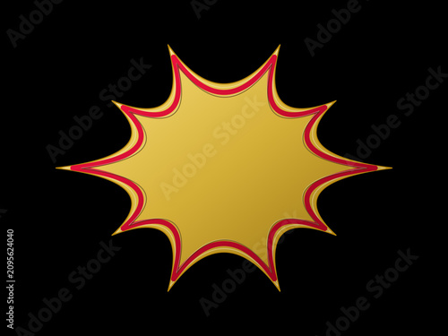 Quadro su tela Luxury 3D gold starburst explosion with recessed ruby red enamel inlay premium b