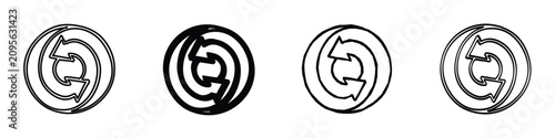 Schilderij op canvas A set of four circular arrow icons, varying in line thickness and style, symboli