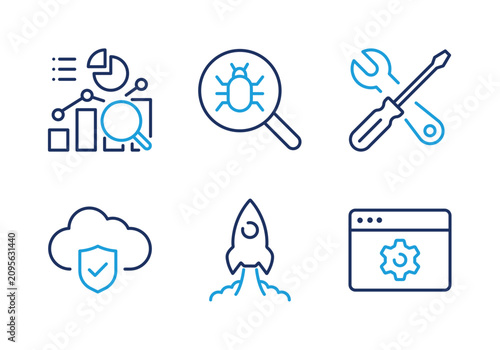 Obraz na płótnie System Maintenance and IT Optimization thin line icon set