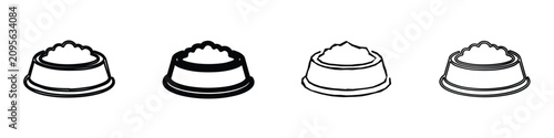 Konstfotografi A collection of four minimalist line drawings showcasing pet food dishes brimmin