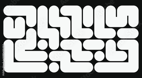 Εκτύπωση καμβά Abstract organic shapes form a repeating pattern against a black background crea