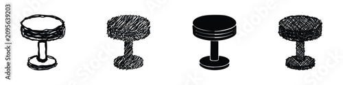 Obraz na płótnie A collection of four distinct stool illustrations, showcasing different artistic