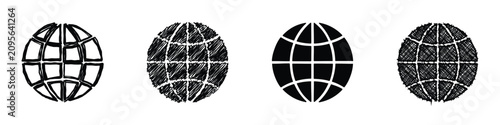 Explore a collection of globe icon designs featuring unique textures and styles