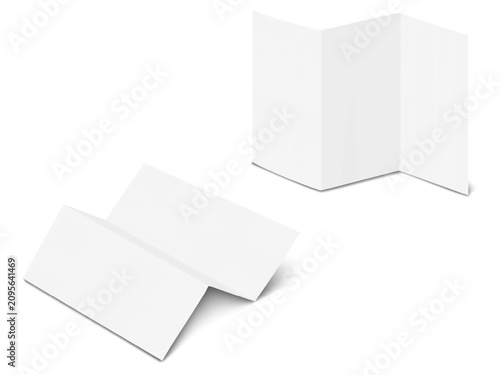 Bild auf Leinwand Blank white 3 panel 6 page zig zag concertina fold card
