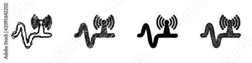 Tableau sur toile A stylized representation of a radio tower emitting signals, depicted alongside
