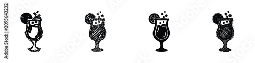 Foto Four distinct artistic interpretations of a hurricane glass filled with a bevera