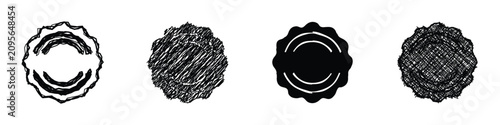 Fotografía Four distinct circular stamp graphics, featuring both distressed grunge textures