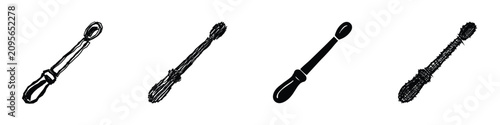 Fotografie A collection of four drumstick illustrations, varying from sketchy to solid blac