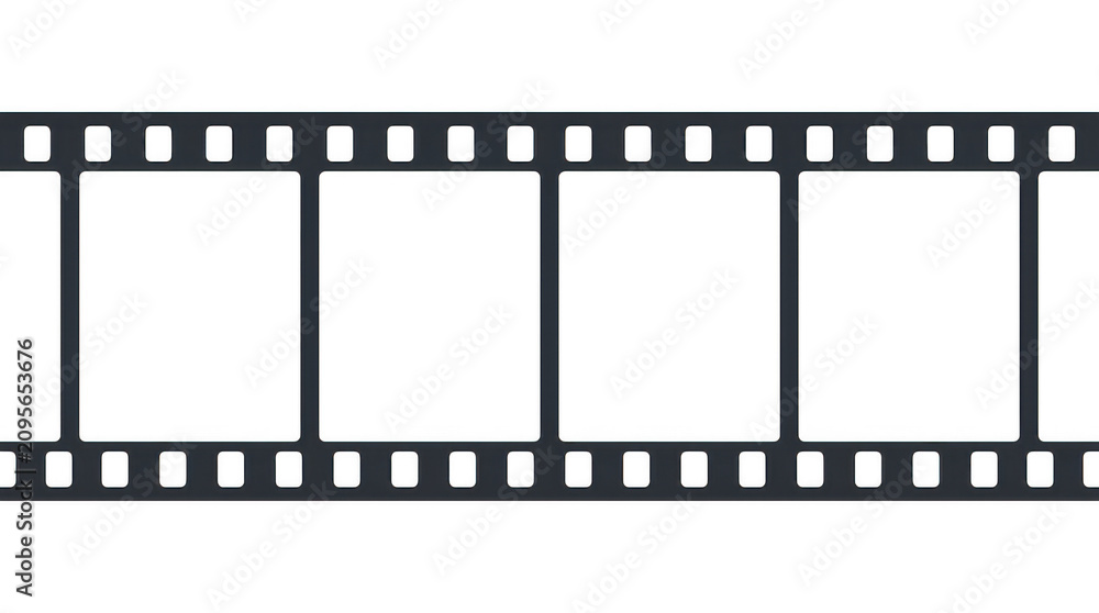 Fototapeta premium Black film strip border on white background isolated on transparent background