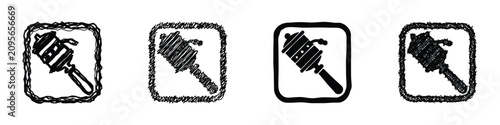 Konstfotografi Four distinct icons representing a Tibetan prayer wheel, each rendered with a un