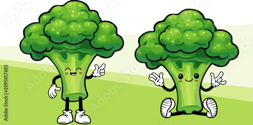 Fényképezés cute-broccoli-character-set-2-vector.eps