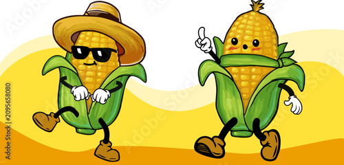 Fényképezés cute-corn-character-set-2-vector.eps