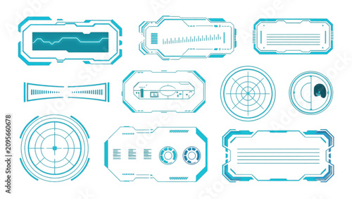 Colorful set of modern technology and communication icons with abstract shapes Vector