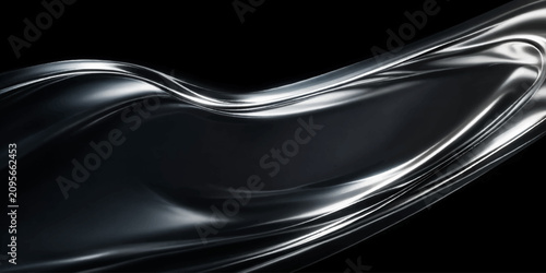 Abstract metallic wave flow. Glossy liquid metal or chrome texture, dynamic fluid motion, luxury and futuristic design.