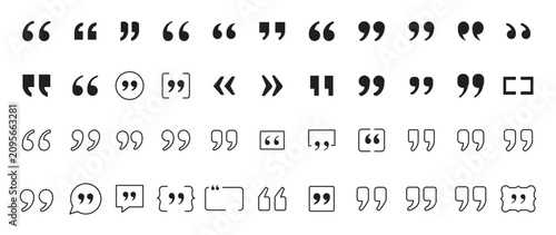 Canvastavla Quotation Marks and Punctuation Icon Set with Comma, Apostrophe, Parenthesis, and Speech Quote Symbols
