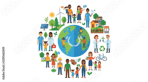 Global Community and Sustainable Development Concept Illustration