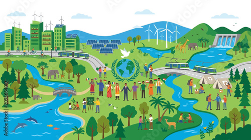 Sustainable Future Ecosystem with Diverse People and Renewable Energy