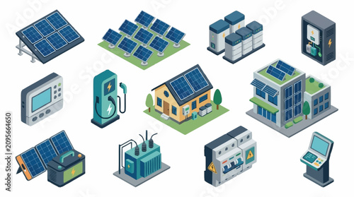 Konstfotografi Renewable energy technology and solar power systems illustration.