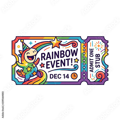 Fotografija Colorful Rainbow Event Ticket Stub.