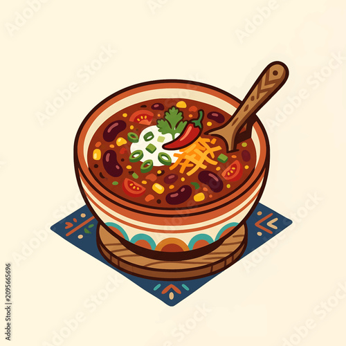 Cuadro en lienzo Delicious bowl of chili con carne.
