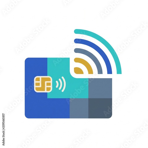 2D Flat Design Contactless Card Payment Icon
