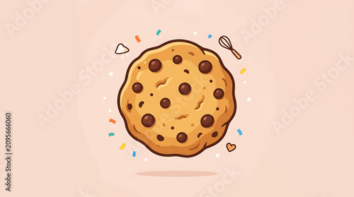 Slika na platnu Delicious Chocolate Chip Cookie Illustration.