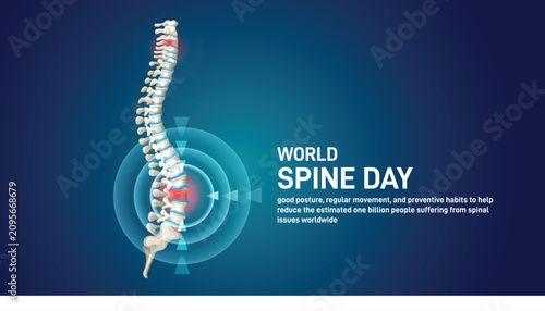 World Spine Day concept poster, banner, social media post, postcard, background, backdrop, template, greeting card, web banner, cover design vector illustration