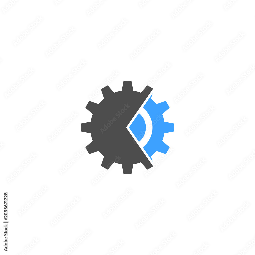 Obraz premium Modern Gear Vector Logo with Arrow, Industrial Technology Engineering Icon, Mechanical Cog Emblem, Automation, Manufacturing, Innovation, Corporate Branding Design