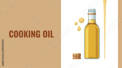 Quadro su tela A bottle of cooking oil with a few drops spilled on a surface
