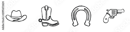 Принти на полотні Explore a collection of classic cowboy symbols perfect for themed designs and de