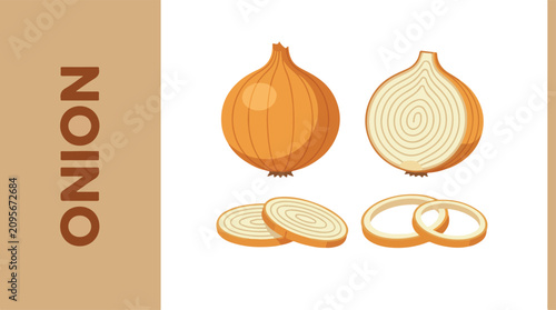 Fresh sliced onions and whole onion on a clean surface for cooking bumbu-56