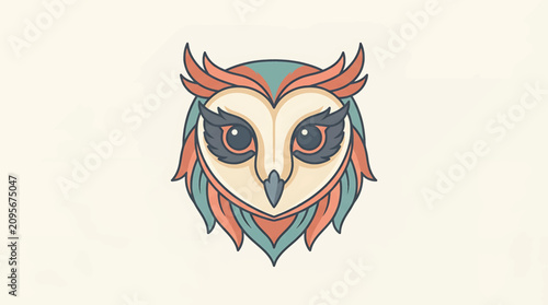 Foto Colorful owl head illustration bird.