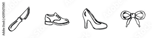 Photos A simple black and white illustration featuring four separate icons representing