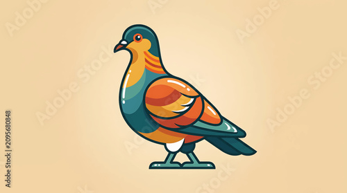 Bild auf Leinwand Colorful illustration of a pigeon bird.